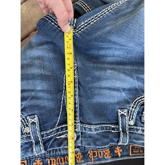 Women’s Rock Revival Dark Wash Jeans Vivian Capri Embroidery Rhinestones Sz 29 - Picture 9 of 11